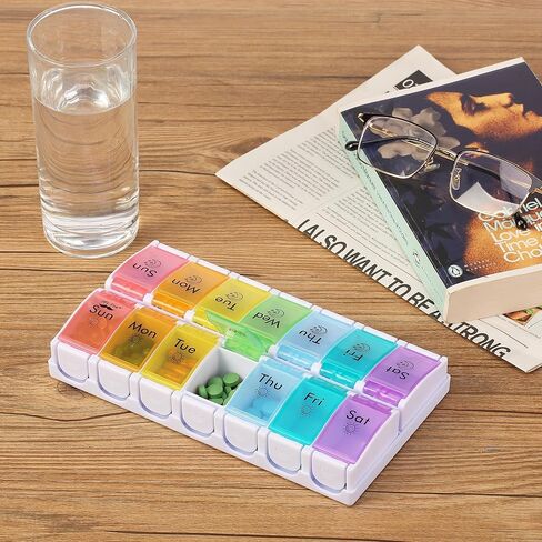 مستر بن - منظم حبوب الدواء الأسبوعي مرتين في اليوم، منظم حبوب الدواء صباحًا ومساءً، 7 أيام، حاويات حبوب الدواء 7 أيام مرتين في اليوم، منظمات حبوب الدواء 7 أيام مرتين في اليوم، منظم حبوب الدواء ليلاً ونهارًا in Kuwait