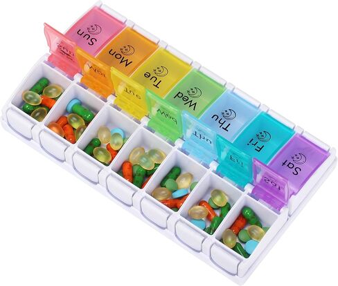 مستر بن - منظم حبوب الدواء الأسبوعي مرتين في اليوم، منظم حبوب الدواء صباحًا ومساءً، 7 أيام، حاويات حبوب الدواء 7 أيام مرتين في اليوم، منظمات حبوب الدواء 7 أيام مرتين في اليوم، منظم حبوب الدواء ليلاً ونهارًا in Kuwait