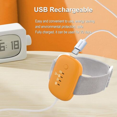 منبه لترطيب السرير للأطفال، قابل لإعادة الشحن عبر USB، 3 أوضاع عمل، منبه للتبول مع أصوات واهتزاز، منبه للتدريب على استخدام المرحاض للأولاد والبنات (برتقالي) in Kuwait
