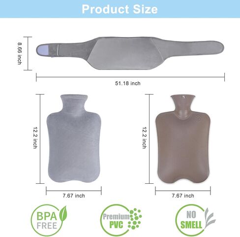 زجاجة ماء ساخن من أوزيرال مع غطاء ناعم، كيس ماء ساخن مصنوع من مادة PVC سعة 2 لتر، مناسب لآلام الكتف والرقبة، الأيدي والأقدام الدافئة، تشنجات الحيض، مع غطاء قطيفة، كيس ماء ساخن قابل للفصل in Kuwait