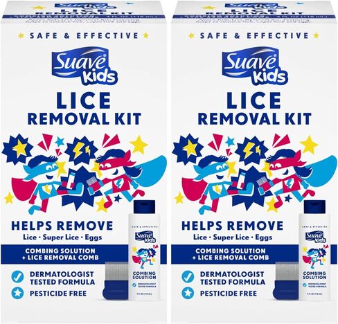 علاج قمل الرأس من شركة سواف كيدز - مشط القمل + محلول تمشيط للبيض والقمل الفائق وإزالة القمل، 118 مل (عبوة من قطعتين) in Kuwait