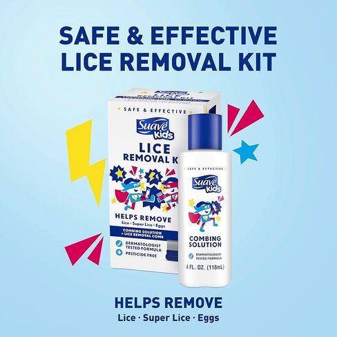 علاج قمل الرأس من شركة سواف كيدز - مشط القمل + محلول تمشيط للبيض والقمل الفائق وإزالة القمل، 118 مل (عبوة من قطعتين) in Kuwait