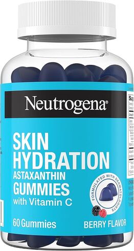 نيوتروجينا ترطيب البشرة أستازانتين غائر مع فيتامين C، مكملات العناية بالبشرة للبشرة الرطبة والناعمة والصحية، علكات يومية مضادة للأكسدة لصحة البشرة، نكهة التوت، 60 قيراط in Kuwait