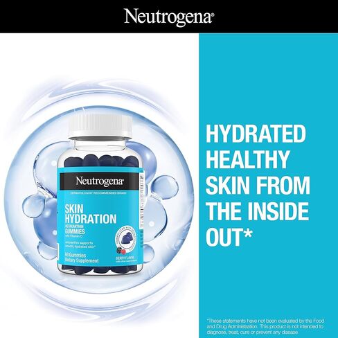 نيوتروجينا ترطيب البشرة أستازانتين غائر مع فيتامين C، مكملات العناية بالبشرة للبشرة الرطبة والناعمة والصحية، علكات يومية مضادة للأكسدة لصحة البشرة، نكهة التوت، 60 قيراط in Kuwait