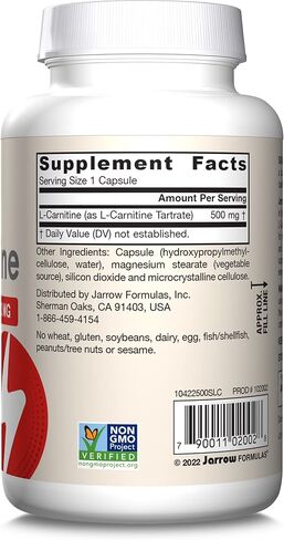 صيغ جارو إل-كارنيتين 500 ملغ - عامل مساعد مهم لإنتاج الطاقة (ATP) من الدهون - مكمل مضاد للأكسدة لإنتاج الطاقة - 100 كبسولة نباتية (عبوة من 12 قطعة) in Kuwait