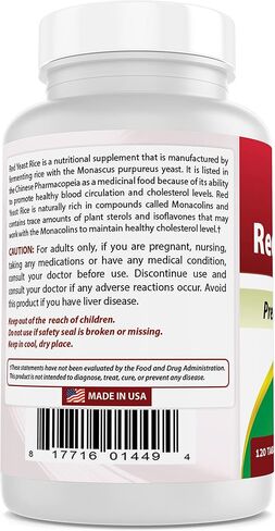 Best Naturals Red Yeast Rice Cholesterol Support 1200 mg (Non-GMO) 120 Tablets in Saudi Arabia