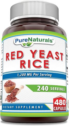 Pure Naturals Red Yeast Rice 1200 Mg per Serving, 240 Capsules Supplement | Non-GMO | Gluten Free | Made in USA in Kuwait