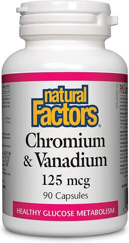 Natural Factors, الكروم والفاناديوم 125 ميكروجرام، يدعم التمثيل الغذائي الصحي، 90 كبسولة in Saudi Arabia