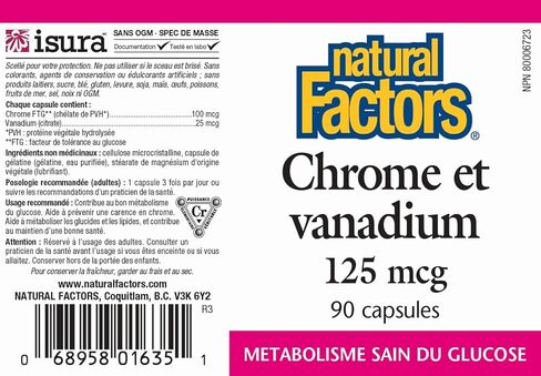 Natural Factors, الكروم والفاناديوم 125 ميكروجرام، يدعم التمثيل الغذائي الصحي، 90 كبسولة in Saudi Arabia