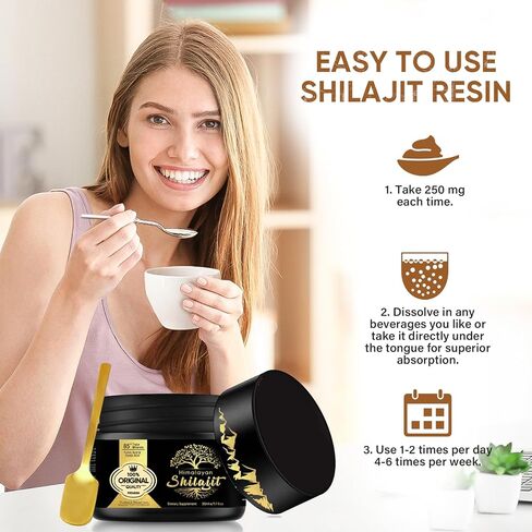 500mg Shilajit Pure Himalayan Organic Resin, 85+ Trace Minerals Complex for Focus & Energy, Immune Support, Overall Health - 50 Grams (2-3 Month Supply) in Kuwait