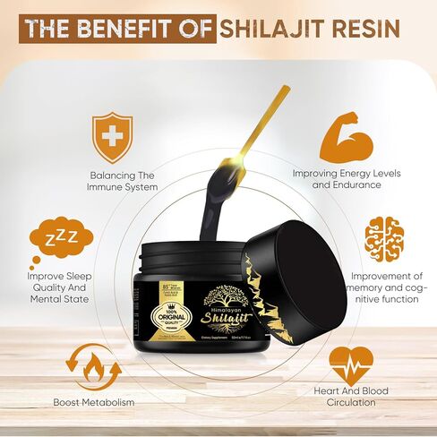 500mg Shilajit Pure Himalayan Organic Resin, 85+ Trace Minerals Complex for Focus & Energy, Immune Support, Overall Health - 50 Grams (2-3 Month Supply) in Kuwait