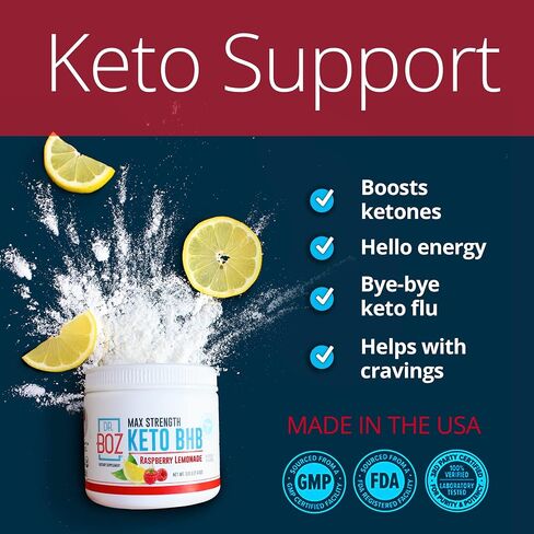 Boz Raspberry Lemonade [244g] Keto BHB Powder - مكمل الكيتونات الخارجية - أفضل مكمل كيتو لإنقاص الوزن - Keto Shake in Kuwait