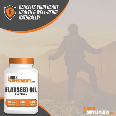 BULKSUPPLEMENTS.COM كبسولات زيت بذور الكتان - مكمل أوميغا 3، مكمل بذور الكتان، كبسولات هلامية زيت بذور الكتان 1000 مجم - حبوب زيت بذور الكتان، خالية من الغلوتين، 1 كبسولة هلامية لكل وجبة، 240 كبسولة هلامية in Saudi Arabia