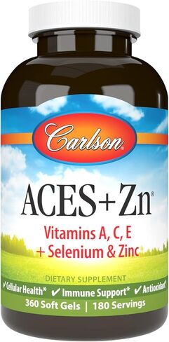 كارلسون - ACES + Zn، فيتامينات A وC وE + السيلينيوم والزنك، دعم الغدة الدرقية، فيتامينات متعددة مع الزنك، الصحة الخلوية ودعم المناعة، فيتامينات السيلينيوم المتعددة، مضادات الأكسدة، 360 كبسولة هلامية in Saudi Arabia