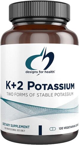Designs for Health K+2 Potassium - 300mg Two Forms of Potassium - Potassium Bicarbonate + Glycinate Pills - Supplement Support to Help Maintain Healthy Blood Pressure Levels (120 Capsules) in Saudi Arabia