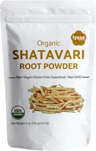 Organic Shatavari Root Powder Value Pack of 8 oz/227 Gm, Asparagus racemosus, USDA Organic Ayurveda herb, Women's Health Tonic, General Rejuvenating Tonic Resealable Pouch in Saudi Arabia