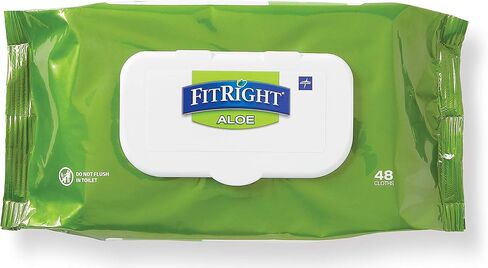 مناديل قماشية للتنظيف الشخصي من ميدلاين فيت رايت ألو، معطرة، عبوة من 48 قطعة، مناديل مبللة كبيرة للكبار مقاس 8 × 12 بوصة in Kuwait