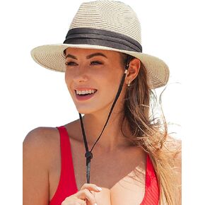 Womens Sun Straw Hat Beach Panama Hat UPF50 Foldable Packable Wide Brim Hat for Travel in Kuwait