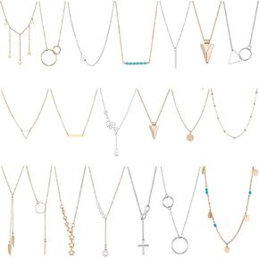 TAMHOO 20 جهاز كمبيوتر شخصى متعددة DIY الطبقات قلادة قلادة للنساء مع عملة مثير القمر ستار متعدد الطبقات سلسلة قلادة Y القلائد مجموعة قابل للتعديل الذهب والفضة شريط قلادة Y قلادة للمراهقات الفتيات النساء in Kuwait