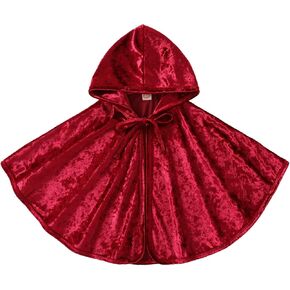 عباءة عيد الميلاد للفتيات الصغيرات، عباءة سانتا كلوز بقلنسوة، معطف كيب مخملي، ملابس تنكرية in Kuwait