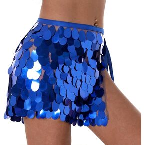 KAKACO Women Dance Skirt Sequin Sparkly Skirts Rave Party Short Hip Scarf Skirts Fashion Hip Wrap Skirts