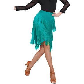 ELLYDOOR Women Fringe Dance Skirt Latin Salsa Tango Ballroom Skirt Sexy Fringe Wrap Skirt Mini Shorts Skirt in Kuwait