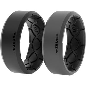 Groove Life Zeus Edge Midnight Black/Deep Stone Gray سيليكون حلقة تحميل حلقات زفاف مطاطية قابلة للتنفس للرجال، تغطية مدى الحياة، تصميم فريد، حلقة ملائمة مريحة - مقاس 10 in Kuwait