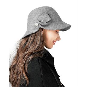 Bellady 100% Wool Vintage Cloche Bucket Hat Ladies Church Derby Party Fashion Winter
