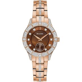 Bulova Ladies' Crystal Phantom 3-Hand, Small Second Hand Quartz Watch, Mother-of-Pearl Dial