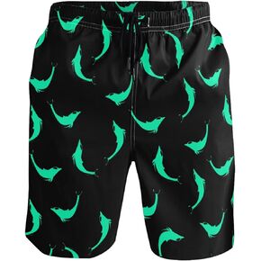 Men's Cow Print Shorts Drawstring Swim Trunks with Pockets and Mesh Lining