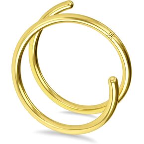MeIighting 14K Solid Gold Double Nose Rings Hoop for Single Piercing 20G Twist Nose Ring Double Hoop for Women Nose Piercing Jewelry for Men Nose Hoops