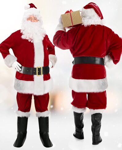 SHEJIZE Santa Claus Costume for Men Santa Costume Santa Suit Adults Men Santa Outfit in Kuwait