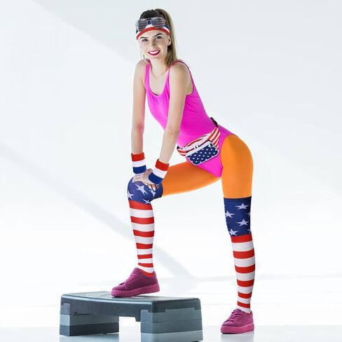 American Flag Fanny Pack Waist Bag Red White and Blue Headband Wristband Socks USA Sunglasses for Women Men Patriotic Outfits Labor Day Independence Celebration Party 4th of July Accessories in Saudi Arabia