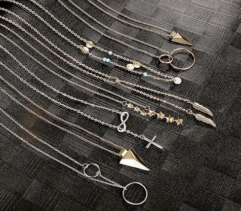 TAMHOO 20 جهاز كمبيوتر شخصى متعددة DIY الطبقات قلادة قلادة للنساء مع عملة مثير القمر ستار متعدد الطبقات سلسلة قلادة Y القلائد مجموعة قابل للتعديل الذهب والفضة شريط قلادة Y قلادة للمراهقات الفتيات النساء in Kuwait