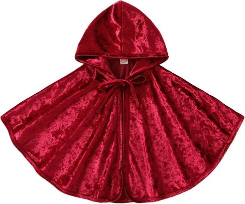 عباءة عيد الميلاد للفتيات الصغيرات، عباءة سانتا كلوز بقلنسوة، معطف كيب مخملي، ملابس تنكرية in Kuwait