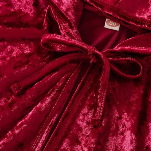 عباءة عيد الميلاد للفتيات الصغيرات، عباءة سانتا كلوز بقلنسوة، معطف كيب مخملي، ملابس تنكرية in Kuwait