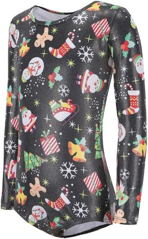 Ukyzddio Christmas Gymnastic Leotards for Girl Long Sleeve Athletic Dance Bodysuit Outfit in Kuwait