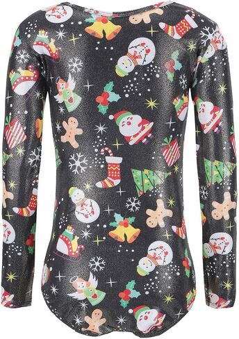Ukyzddio Christmas Gymnastic Leotards for Girl Long Sleeve Athletic Dance Bodysuit Outfit in Kuwait