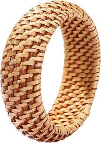 HEIDKRUEGER Rattan Bracelet For Women Girls Handmade Lightweight Straw Wicker Braid Woven Bangle Bracelet Summer Statement Chunky Bracelet (Fine B) in Kuwait
