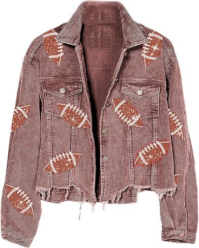 سترة Faleave النسائية المقصوصة لكرة القدم والترتر سروال قصير وأكمام طويلة معطف بحاشية خام ملابس خارجية in Kuwait