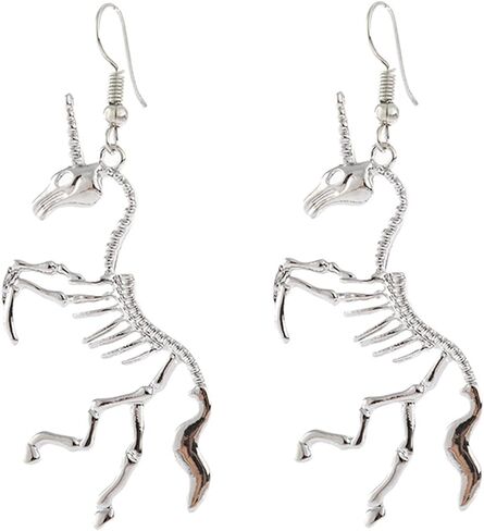 KaFu Unique Vintage punk stainless steel Silver Unicorn Stud Earrings for Women Girls Personality Hypoallergenic gothic skull Unicorn Skeleton Earrings Gifts for Daughter Birthday Party in Kuwait