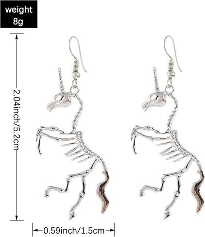 KaFu Unique Vintage punk stainless steel Silver Unicorn Stud Earrings for Women Girls Personality Hypoallergenic gothic skull Unicorn Skeleton Earrings Gifts for Daughter Birthday Party in Kuwait