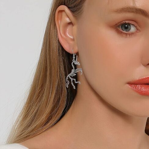 KaFu Unique Vintage punk stainless steel Silver Unicorn Stud Earrings for Women Girls Personality Hypoallergenic gothic skull Unicorn Skeleton Earrings Gifts for Daughter Birthday Party in Kuwait