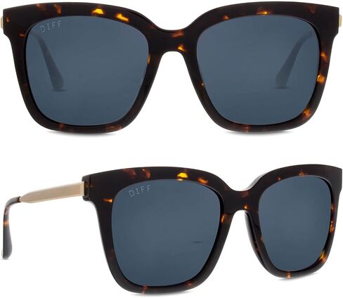 DIFF Bella Designer Square Oversized Sunglasses for Women UV400 Protection, Tortoise trendy fashion colors in Kuwait