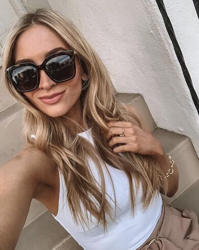DIFF Bella Designer Square Oversized Sunglasses for Women UV400 Protection, Tortoise trendy fashion colors in Kuwait