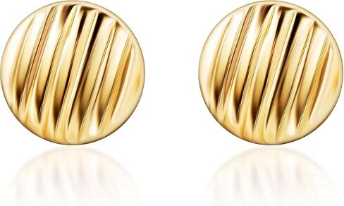 14K Solid Gold Lined Button Disc Small Stud Earrings - With Gold Butterfly Backings Closure - Dainty Small Stud Earrings For Women And Kids in Saudi Arabia