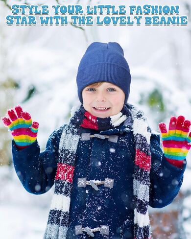 Toulite 24 Pcs Kids Winter Beanies Warm Cold Weather Hats Knitted Beanie Cap Solid Color for Boy Girl Children School Outdoor in Saudi Arabia