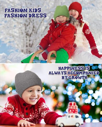 Toulite 24 Pcs Kids Winter Beanies Warm Cold Weather Hats Knitted Beanie Cap Solid Color for Boy Girl Children School Outdoor in Saudi Arabia