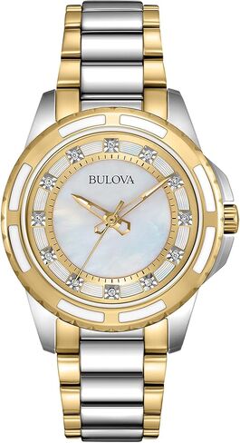 Bulova Ladies' Classic Diamond 3-Hand Quartz Stainless Steel Watch, 12 Diamonds, Mother-of-Pearl Dial in Saudi Arabia
