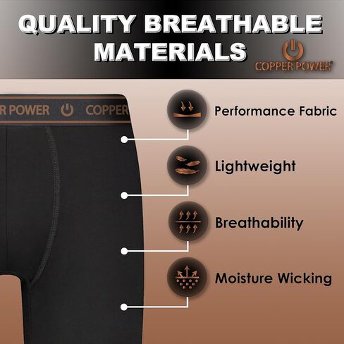 Copper Power Mens Performance Boxer Briefs - Breathable Comfortable Underwear for Men Pack, Moisture Wicking Mens Underwear in Kuwait